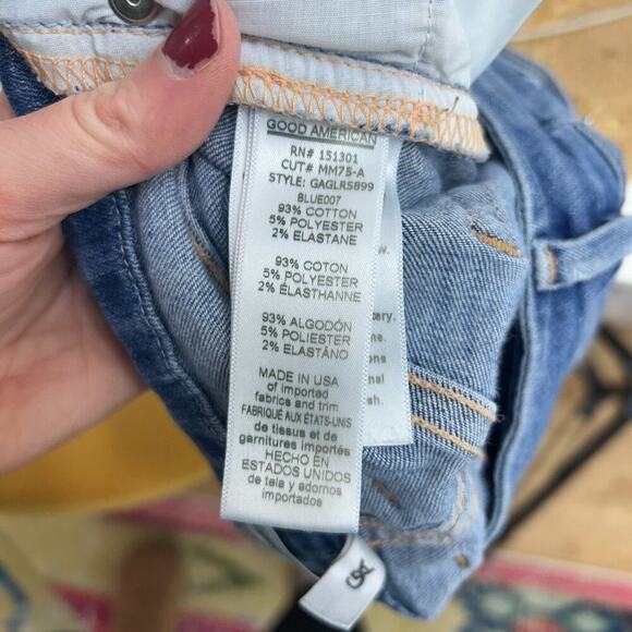 Good American Blue Distressed Good Legs Skinny Jeans Denim 0/25 - Picture 7 of 7